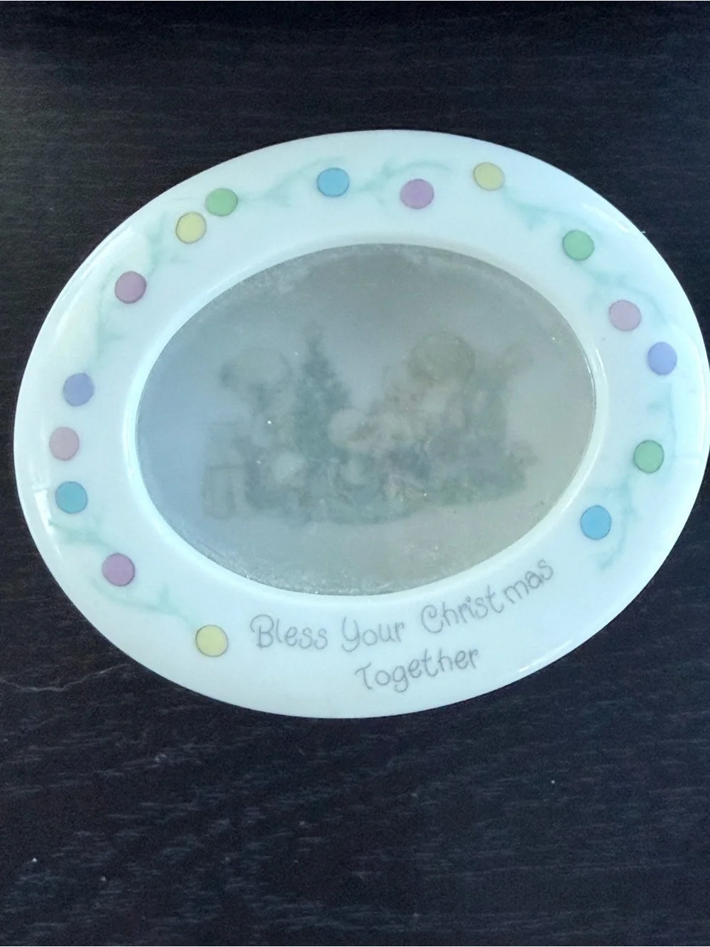 Christmas Oval Trinket Dish - Pastel Polka Dot - 1990
